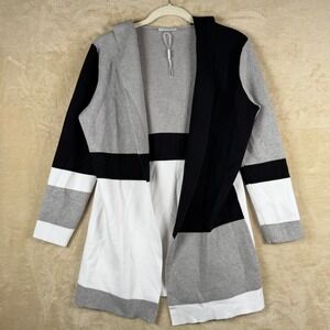 Sioni‎ NWOT Color Block Hooded Cardigan Sweater Women's Small Monochrome
